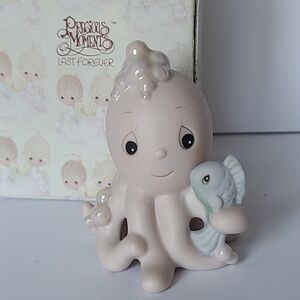 Vintage 90s Precious Moments Pink Octopus Love Porcelain Collectible Figurine